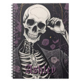 Dark Boho Gothic Skeleton & Roses Halloween ノートブック (正面)