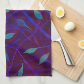 Dark Botanical Burgundy Jewel Foliage Monogram キッチンタオル (四つ折り)