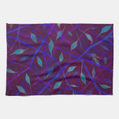 Dark Botanical Burgundy Jewel Foliage Monogram キッチンタオル (横)