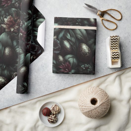 Dark Botanical Easter Wrapping Paper ラッピングペーパー (クラフト)