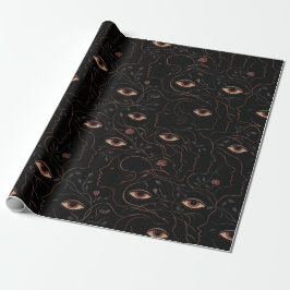 Dark Botanical Faces Wrapping Paper ラッピングペーパー