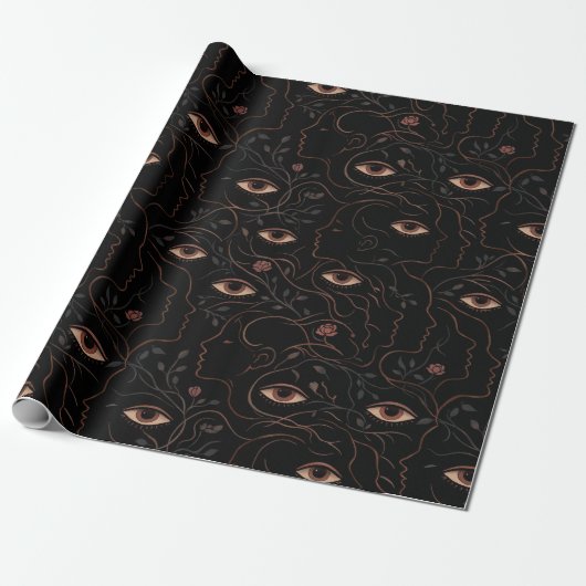 Dark Botanical Faces Wrapping Paper ラッピングペーパー (アンロールド)