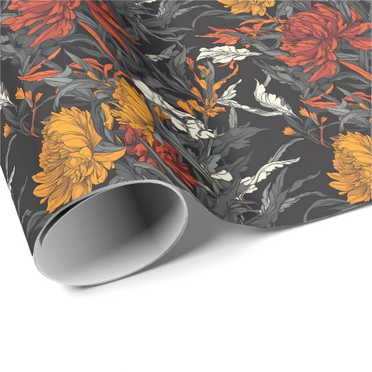 Dark Botanical Garden Floral Wrapping Paper ラッピングペーパー (ロールコーナー)