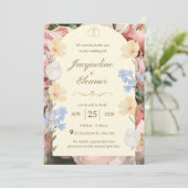 Dark Botanical Wedding Invite | Elegant Floral 招待状 (スタンド正面)