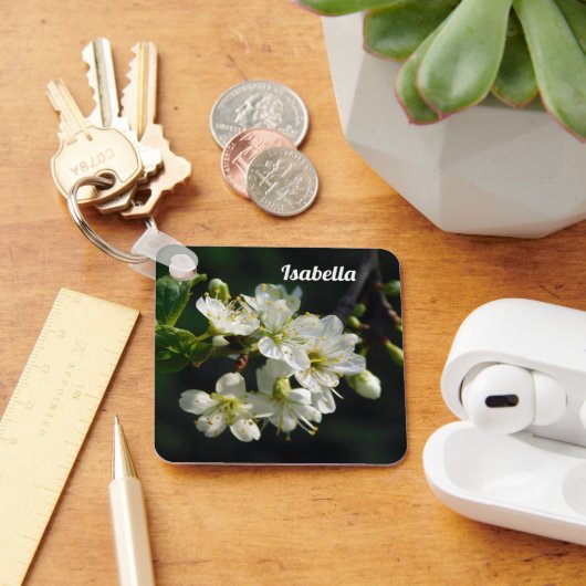 Dark Botanical White Plum Blossom Acrylic Keychain キーホルダー (デスク)