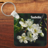 Dark Botanical White Plum Blossom Acrylic Keychain キーホルダー (正面)