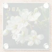 Dark Botanical White Plum Blossom Glass Coaster ガラスコースター (裏面)