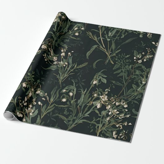 Dark Botanical Wrapping Paper ラッピングペーパー (アンロールド)