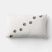 Dark Brown Cat Pawが猫の足跡を白に ランバークッション (裏面)
