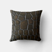 Dark Brown Crocodile Alligator Skin Leather Textur クッション (裏面)