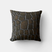 Dark Brown Crocodile Alligator Skin Leather Textur クッション (正面)