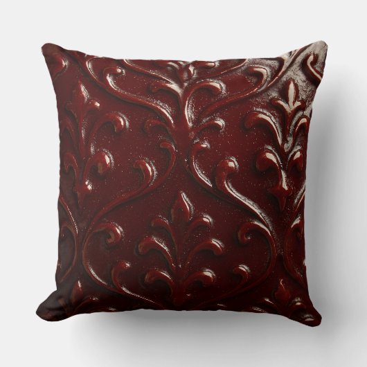  Dark brown embossed leather texture  クッション (正面)