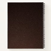 Dark Brown Faux Leather Gold Monogrammed ノートブック (裏面)