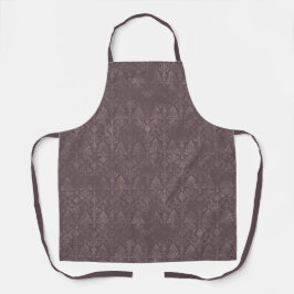 Dark Brown Floral Damask Pattern - Apron エプロン