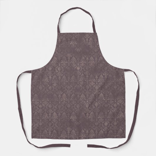 Dark Brown Floral Damask Pattern - Apron エプロン (正面)