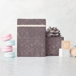 Dark Brown Floral Damask Wrapping Paper Roll ラッピングペーパー