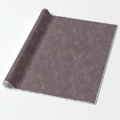Dark Brown Floral Damask Wrapping Paper Roll ラッピングペーパー (アンロールド)