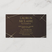 Dark Brown & Gold Accent Monogram Business Card 名刺 (裏面)
