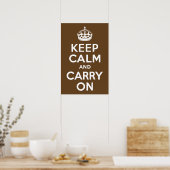 Dark Brown Keep Calm and Carry On ポスター (キッチン)