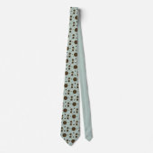 Dark Brown Micro Floral Sage Green Tie ネクタイ (正面)