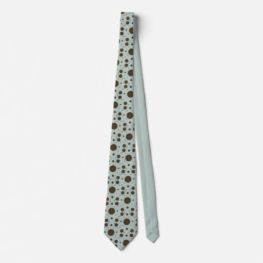 Dark Brown Micro Floral Sage Green Tie ネクタイ (正面)