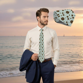 Dark Brown Micro Floral Sage Green Tie ネクタイ