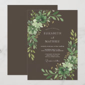 Dark Brown Moody Forest Wedding 招待状 (正面/裏面)