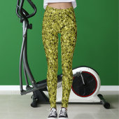 Dark Brown Pastel Grey Yellow Glitter Pattern Gift レギンス