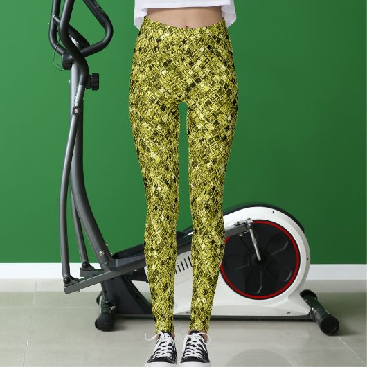 Dark Brown Pastel Grey Yellow Glitter Pattern Gift レギンス