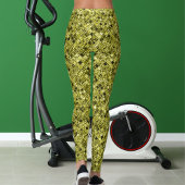 Dark Brown Pastel Grey Yellow Glitter Pattern Gift レギンス