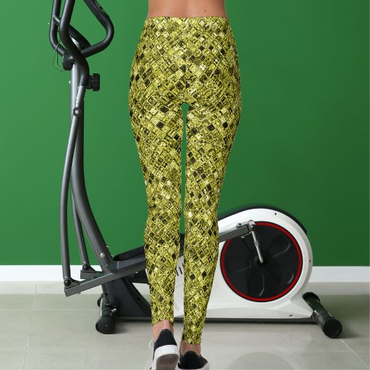 Dark Brown Pastel Grey Yellow Glitter Pattern Gift レギンス