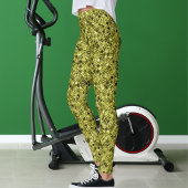 Dark Brown Pastel Grey Yellow Glitter Pattern Gift レギンス