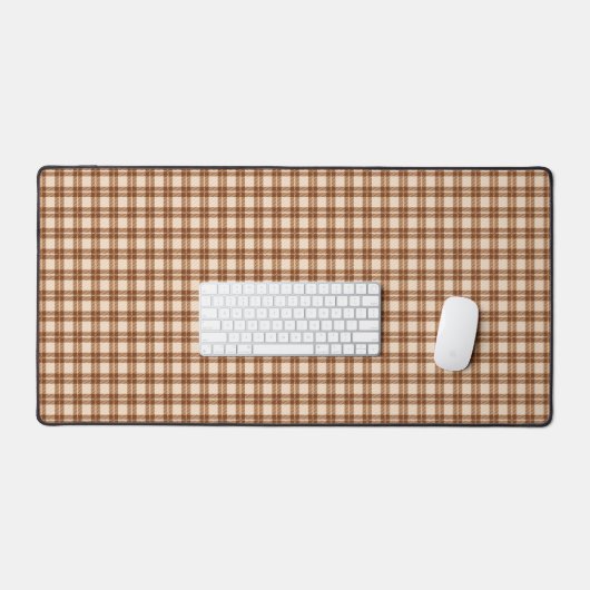 Dark Brown Plaid Pattern Desk mat デスクマット (キーボード&マウス)
