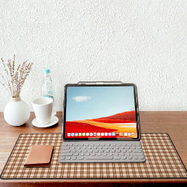 Dark Brown Plaid Pattern Desk mat デスクマット