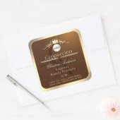 Dark Brown Product Label Gold Frame Logo Monogram スクエアシール (封筒)