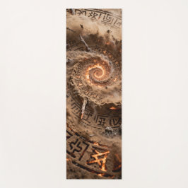 Dark brown runes swirled and intertwined ヨガマット