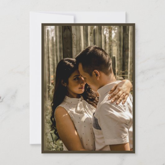 Dark Brown Save the date card calendar & photo (裏面)