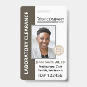 Dark Brown, White Company Entry従業員写真ID バッジ (正面)