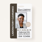 Dark Brown, White Company Entry従業員写真ID バッジ (正面)