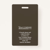 Dark Brown, White Company Entry従業員写真ID バッジ (裏面)