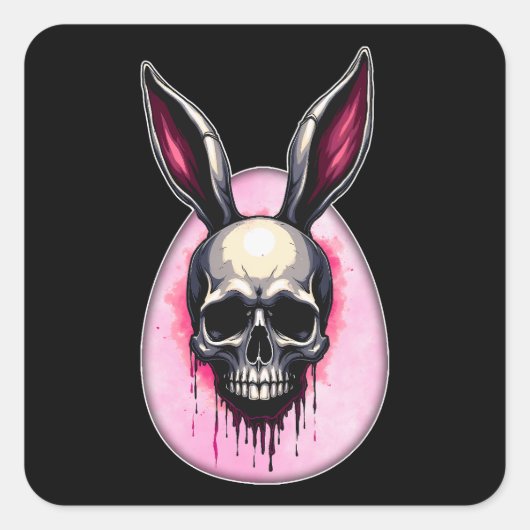 Dark Bunny Skull – Gothic Style - Autocolante スクエアシール (正面)