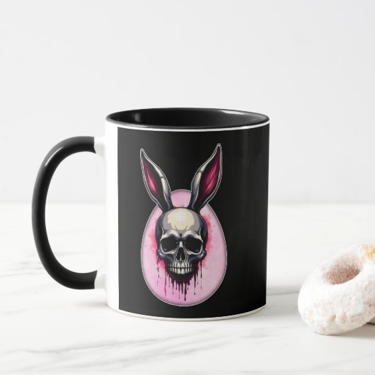 Dark Bunny Skull – Gothic Style - caneca マグカップ (ドーナツ)
