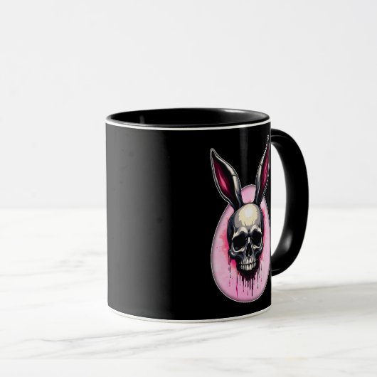 Dark Bunny Skull – Gothic Style - caneca マグカップ (正面右)