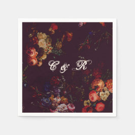 Dark Burgundy エレガント Moodyフローラ名初期化 スタンダードカクテルナプキン