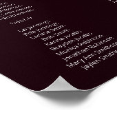 Dark Burgundy Blush Floral Seating Chart 12 ポスター (角)