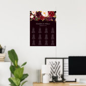 Dark Burgundy Blush Floral Seating Chart 12 ポスター (ホームオフィス)