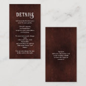 Dark Burgundy Brown Rustic Wedding Details エンクロージャーカード (正面/裏面)