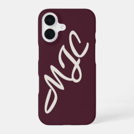 Dark Burgundy Custom Monogram iPhone 16ケース