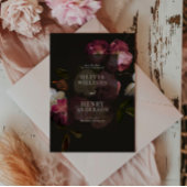 Dark Burgundy Floral Moody Black Elegant Romantic セーブザデート