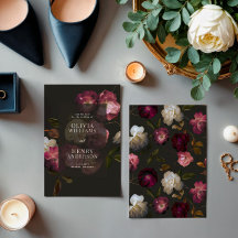 Dark Burgundy Floral Moody Black Elegant Romantic